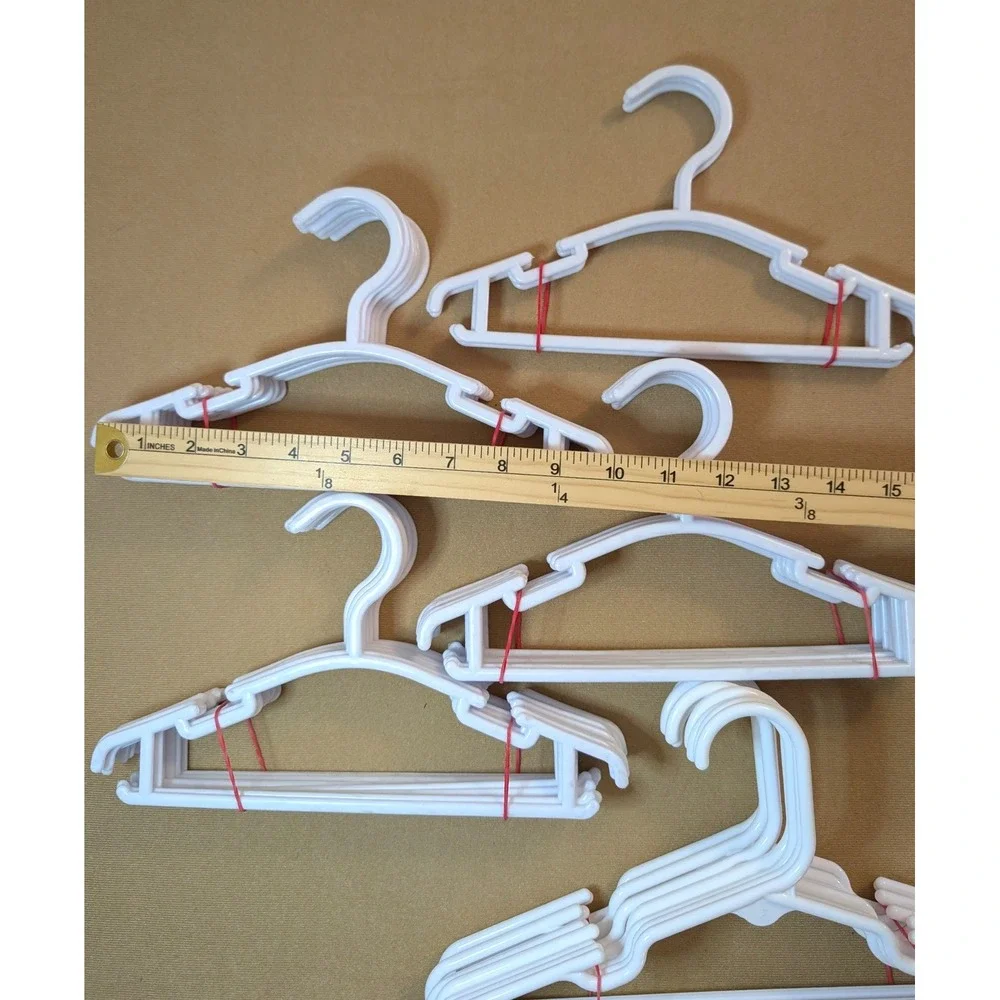 Lot of 45 White Plastic Kids Hangers for Baby Toddler Clothes with Strap Notches